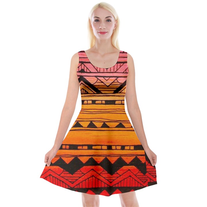 warm tribal Reversible Velvet Sleeveless Dress