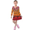 warm tribal Kids  Long Sleeve Velvet Dress View1