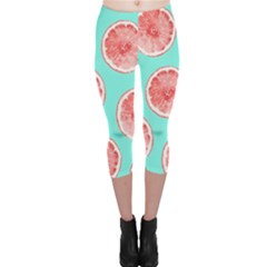 Cute Pink Lemon Capri Leggings 