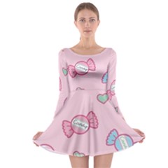 Cute Candy Long Sleeve Skater Dress