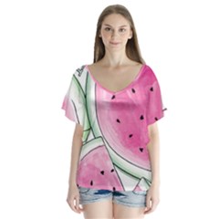 Cute Watermelon Flutter Sleeve Top by Brittlevirginclothing