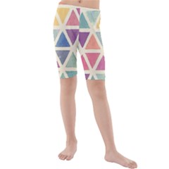 Colorful Triangle Kids  Mid Length Swim Shorts