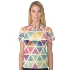 Colorful Triangle Women s V-neck Sport Mesh Tee