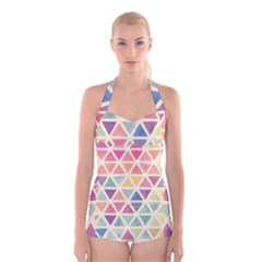 Colorful Triangle Boyleg Halter Swimsuit  by Brittlevirginclothing