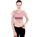 Cute pink heart Crew Neck Crop Top View1