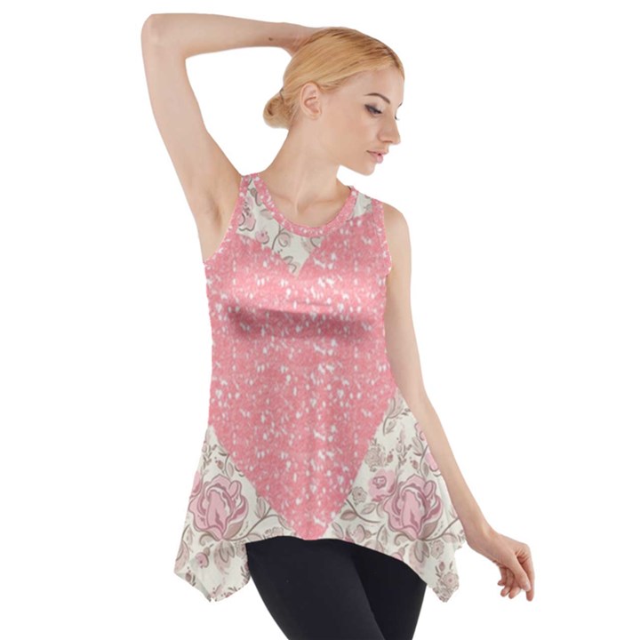 Cute pink heart Side Drop Tank Tunic