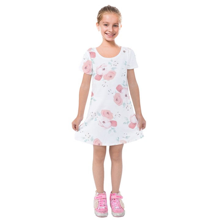 Lovely flowers Kids  Short Sleeve Velvet Dress