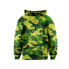 Marijuana Camouflage Cannabis Drug Kids  Zipper Hoodie by Amaryn4rt