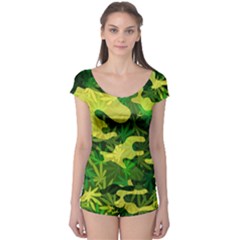 Marijuana Camouflage Cannabis Drug Boyleg Leotard  by Amaryn4rt