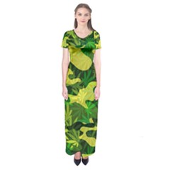 Marijuana Camouflage Cannabis Drug Short Sleeve Maxi Dress by Amaryn4rt