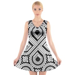 Pattern Tile Seamless Design V-neck Sleeveless Skater Dress by Amaryn4rt