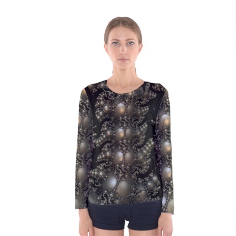 Fractal Math Geometry Backdrop Women s Long Sleeve Tee by Amaryn4rt