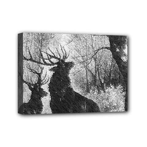 Stag Deer Forest Winter Christmas Mini Canvas 7  X 5  by Amaryn4rt