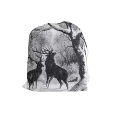 Stag Deer Forest Winter Christmas Drawstring Pouches (large)  by Amaryn4rt