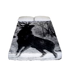 Stag Deer Forest Winter Christmas Fitted Sheet (full/ Double Size) by Amaryn4rt