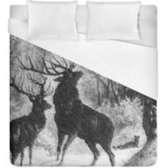 Stag Deer Forest Winter Christmas Duvet Cover (king Size) by Amaryn4rt