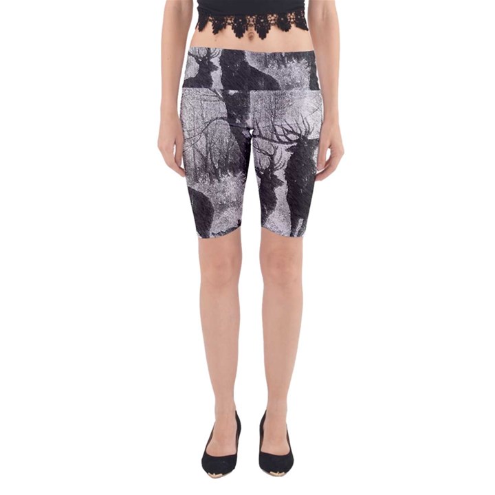 Stag Deer Forest Winter Christmas Yoga Cropped Leggings