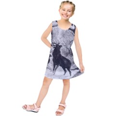 Stag Deer Forest Winter Christmas Kids  Tunic Dress by Amaryn4rt