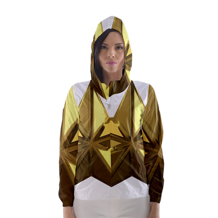 Stars Gold Color Transparency Hooded Wind Breaker (Women)