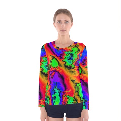 Hot Fractal Statement Women s Long Sleeve Tee by Fractalworld