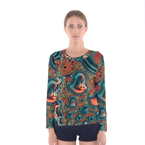 Painted Fractal Women s Long Sleeve Tee by Fractalworld