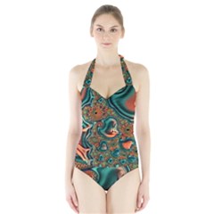 Painted Fractal Halter Swimsuit by Fractalworld