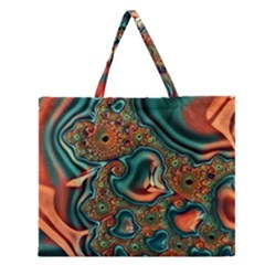 Painted Fractal Zipper Large Tote Bag by Fractalworld