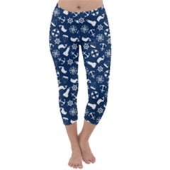 Nautical Navy Capri Winter Leggings  by electrogiraffe