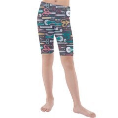 Sewing Stripes Kids  Mid Length Swim Shorts by electrogiraffe