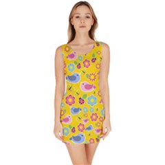 Spring Pattern - Yellow Sleeveless Bodycon Dress by Valentinaart