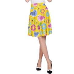 Spring Pattern - Yellow A-line Skirt by Valentinaart