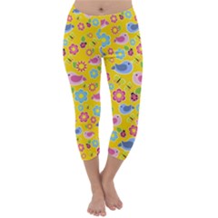 Spring Pattern - Yellow Capri Winter Leggings  by Valentinaart