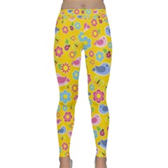 Spring Pattern - Yellow Classic Yoga Leggings by Valentinaart