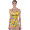 Spring pattern - yellow Cut-Out One Piece Swimsuit View1