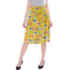 Spring Pattern - Yellow Midi Beach Skirt by Valentinaart