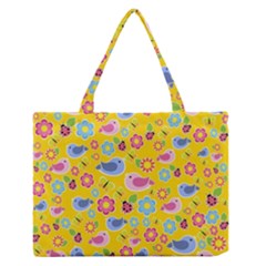 Spring Pattern - Yellow Medium Zipper Tote Bag by Valentinaart