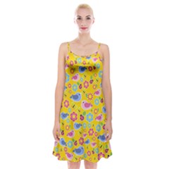 Spring Pattern - Yellow Spaghetti Strap Velvet Dress by Valentinaart