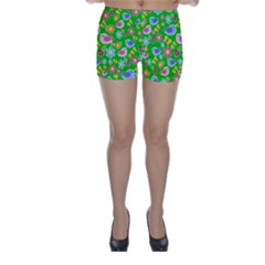 Spring Pattern - Green Skinny Shorts by Valentinaart