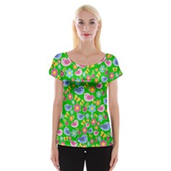 Spring Pattern - Green Women s Cap Sleeve Top by Valentinaart