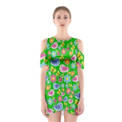 Spring Pattern - Green Shoulder Cutout One Piece by Valentinaart