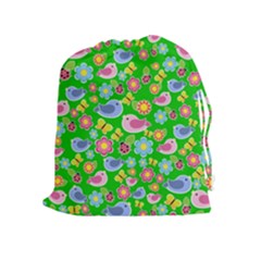 Spring Pattern - Green Drawstring Pouches (extra Large) by Valentinaart