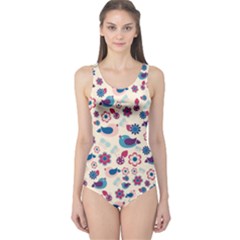 Vintage Spring One Piece Swimsuit by Valentinaart