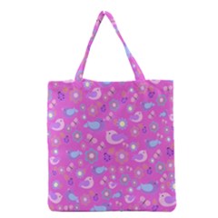 Spring Pattern - Pink Grocery Tote Bag by Valentinaart