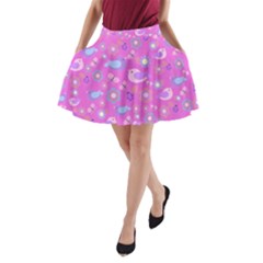 Spring Pattern - Pink A-line Pocket Skirt by Valentinaart