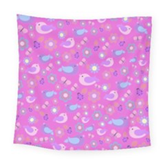 Spring Pattern - Pink Square Tapestry (large) by Valentinaart