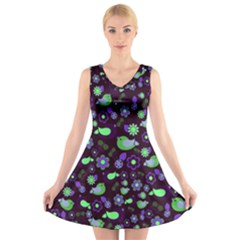 Spring Night V-neck Sleeveless Skater Dress by Valentinaart