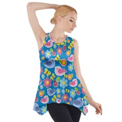 Spring Pattern - Blue Side Drop Tank Tunic by Valentinaart