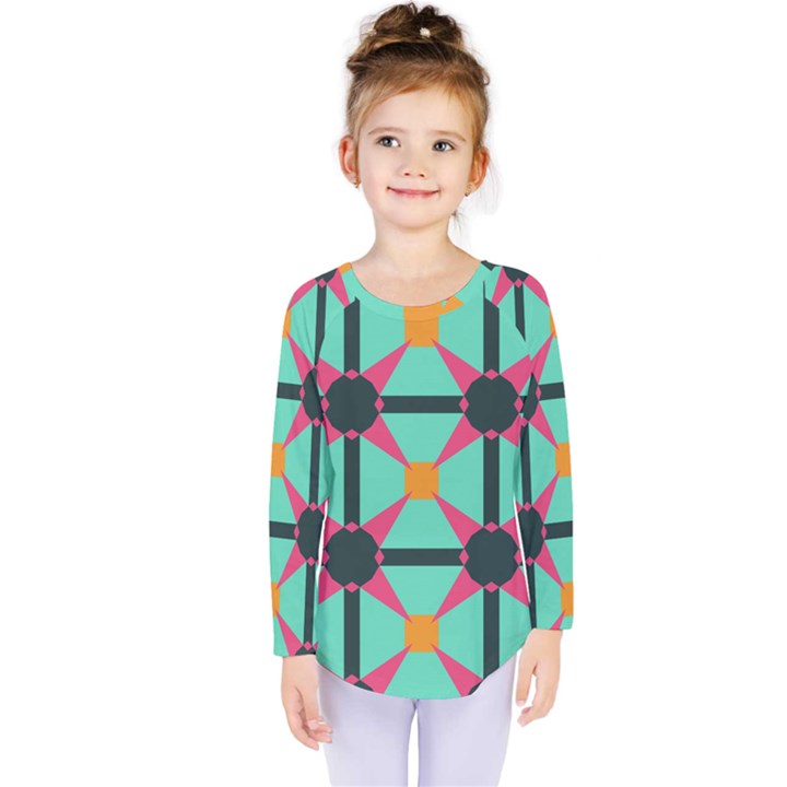 Pink stars pattern                                                  Kids  Long Sleeve Tee