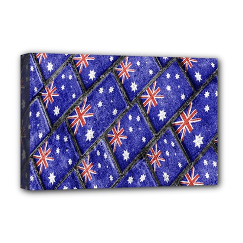 Australian Flag Urban Grunge Pattern Deluxe Canvas 18  X 12   by dflcprints