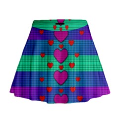 Hearts Weave Mini Flare Skirt by pepitasart